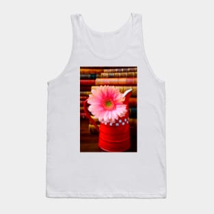 Pink Daisy In Red French Pitcher Tank Top